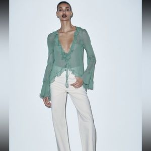 Zara semi sheer blouse